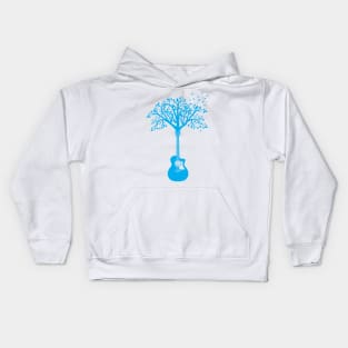 Acoustic Guitar Tree Blue Kids Hoodie